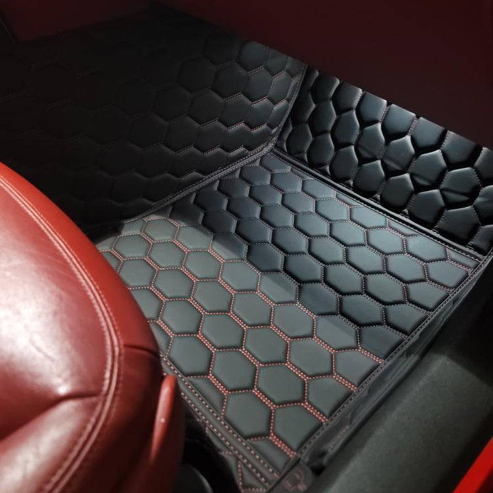 Corvette C6 Custom Honeycomb Leather Floor Mat