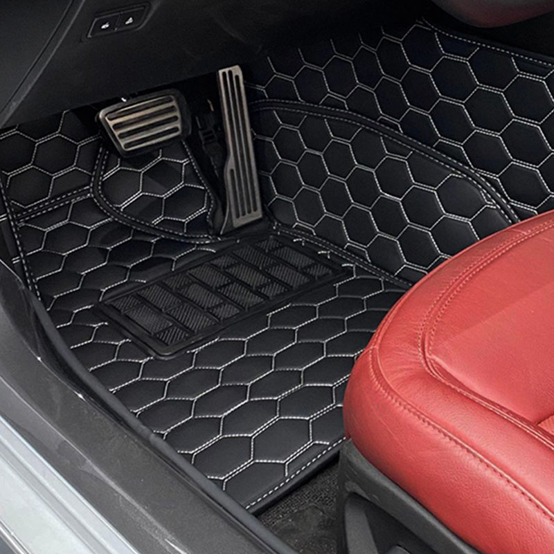 2017+ Tesla Model 3 Custom Honeycomb Leather Floor Mat Liners