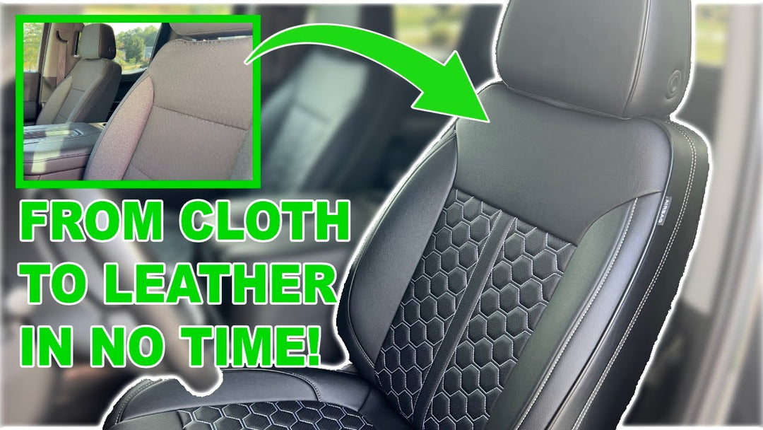 GMC Sierra Custom Leather Seat Covers Installed by @SouthpawGarage