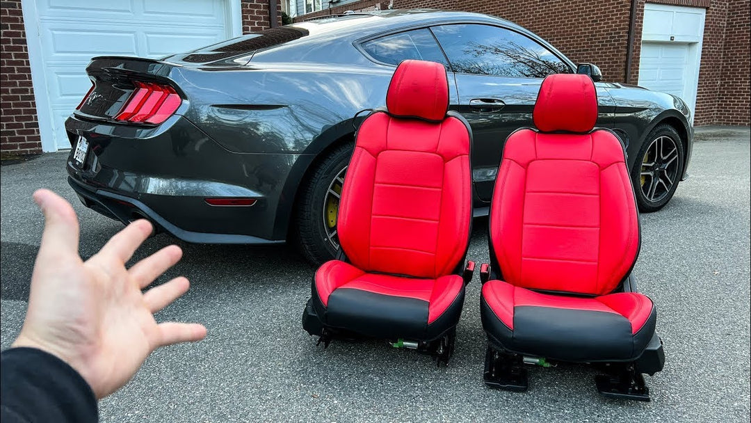 Kustom Interior | Ford Mustang Premium Custom Seat Cover installed by @DerekBaranProductions