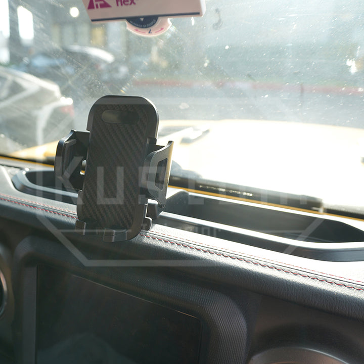 2019+Jeep Wrangler 4XE Hybrid Dash Panel Organizer Phone Mount