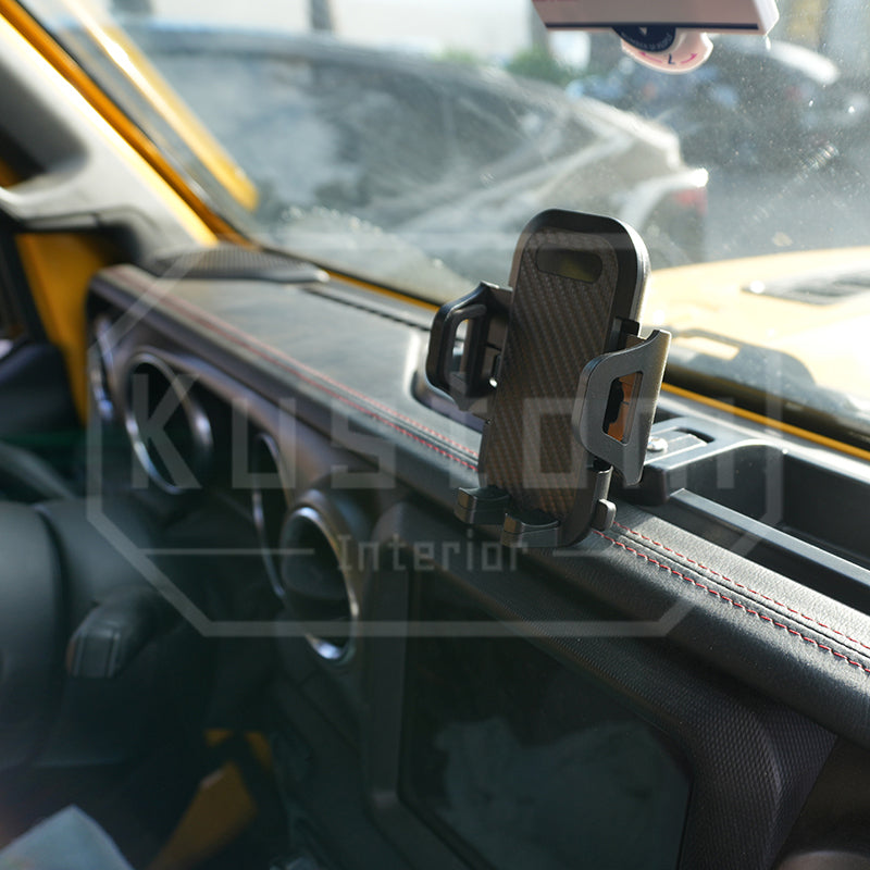 2019+Jeep Wrangler 4XE Hybrid Dash Panel Organizer Phone Mount