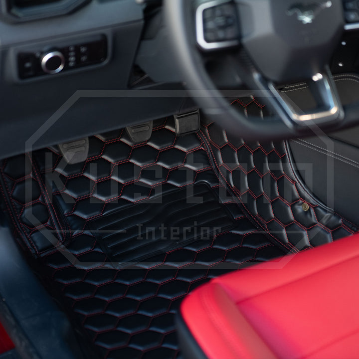 2015+ Ford Mustang Honeycomb Leather Floor Mat