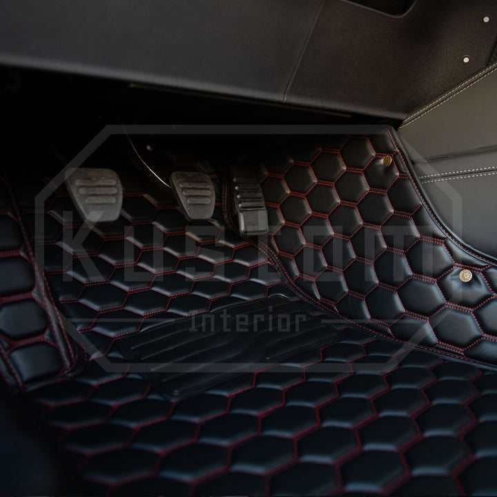 2010-14 Ford Mustang Honeycomb Leather Floor Mat