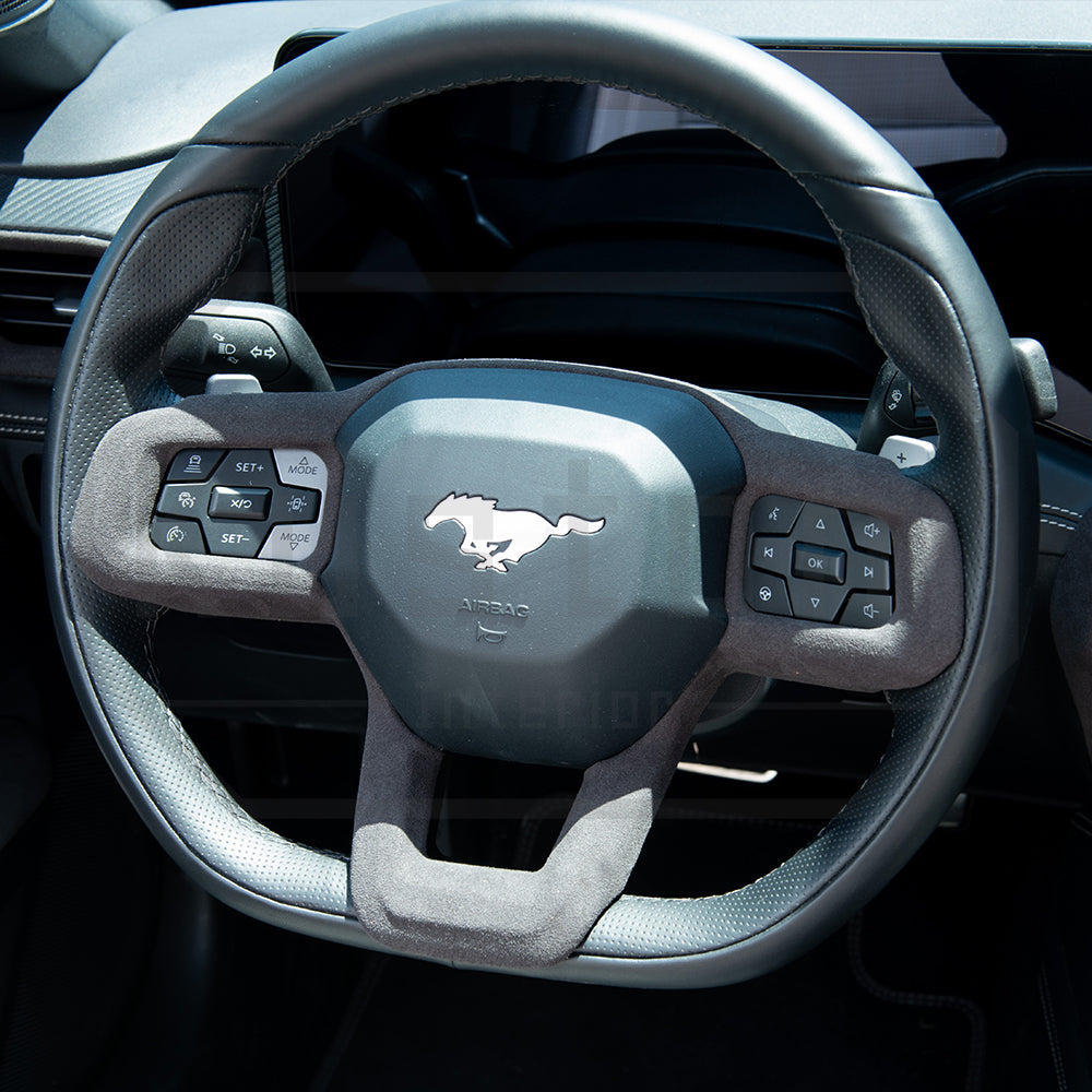 2024+ Ford Mustang Suede Leather Steering Wheel Trim Cover