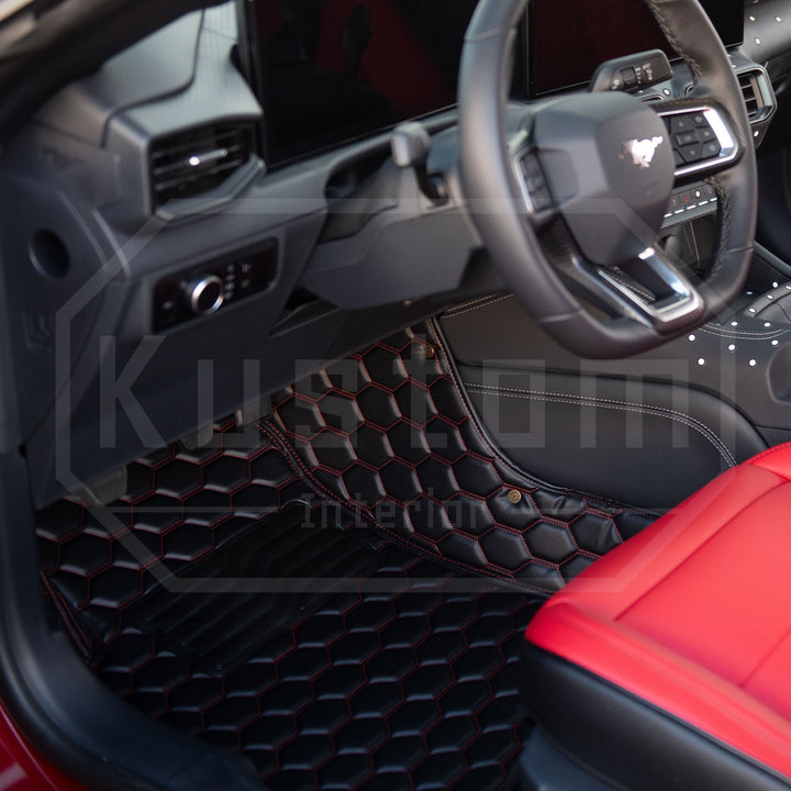 2010-14 Ford Mustang Honeycomb Leather Floor Mat