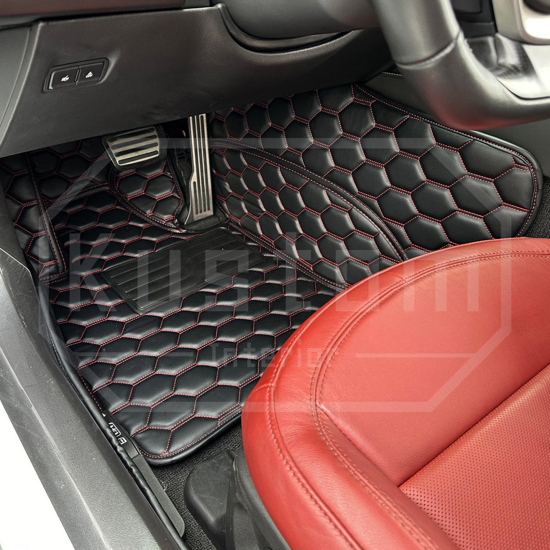 Corvette C7 Custom Honeycomb Leather Floor Mat