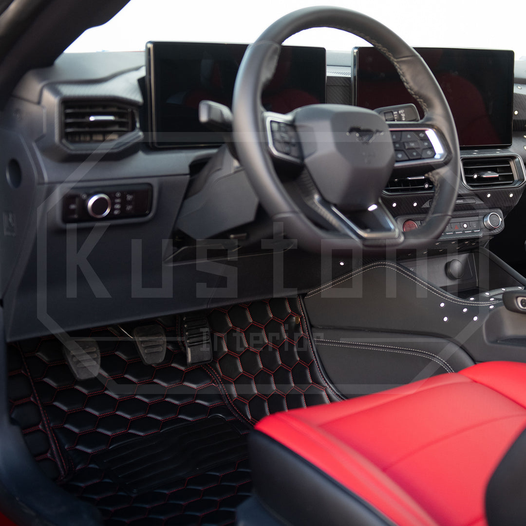 2015+ Ford Mustang Honeycomb Leather Floor Mat