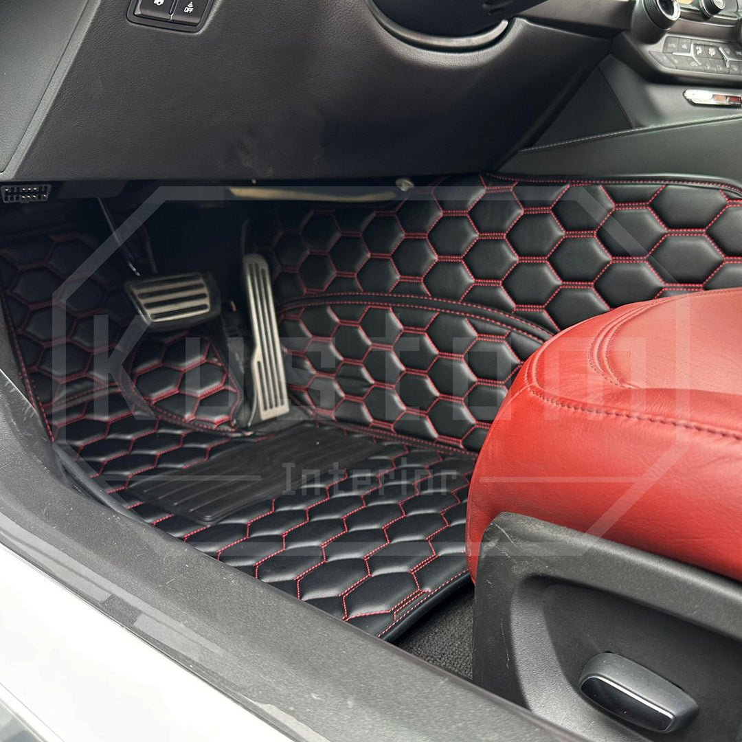 Corvette C7 Custom Honeycomb Leather Floor Mat