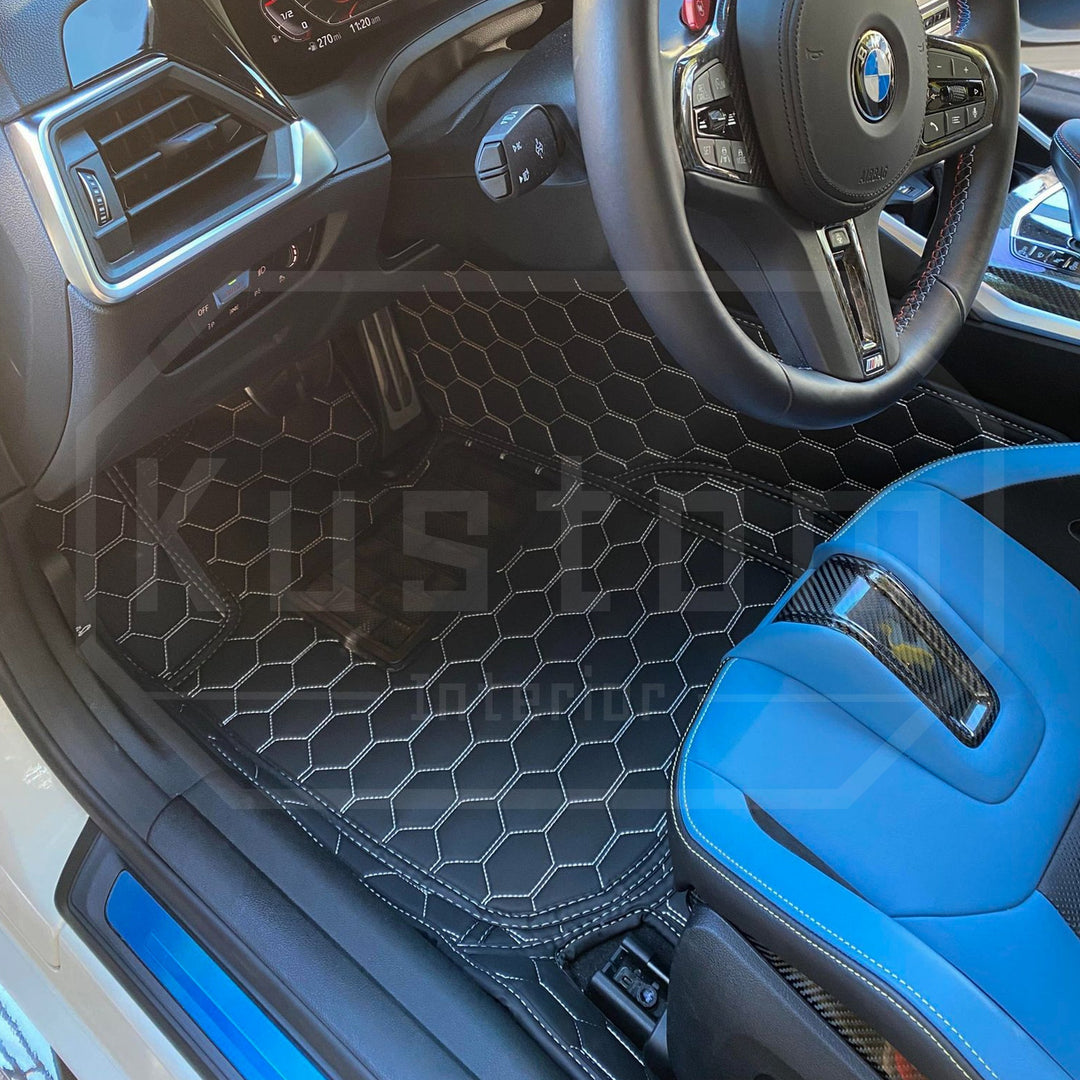 2021+ BMW G82 M4 / G80 M3 Premium Honeycomb Leather Floor Mat Liners