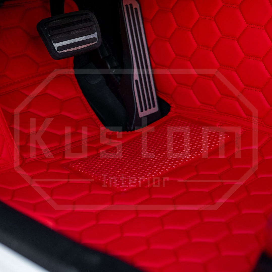 Corvette C8 Honeycomb Leather Floor Mat