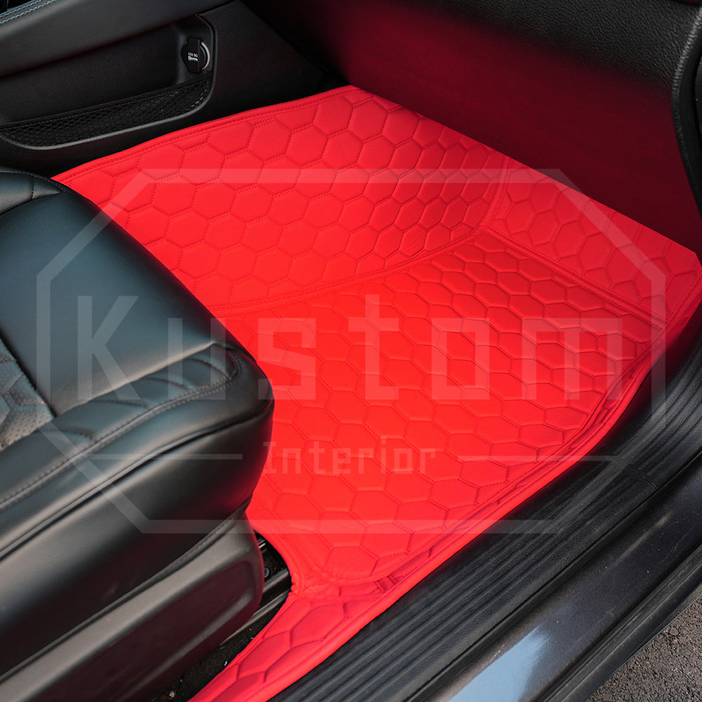 2015+ Dodge Challenger Honeycomb Leather Floor Mat