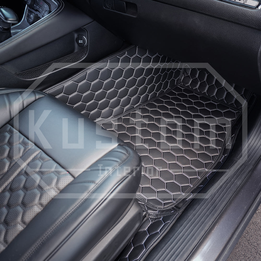 2015+ Dodge Challenger Honeycomb Leather Floor Mat