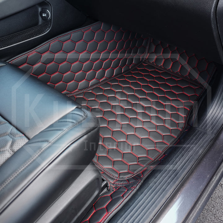 2015+ Dodge Challenger Honeycomb Leather Floor Mat