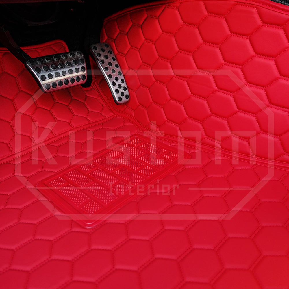 2015+ Dodge Challenger Honeycomb Leather Floor Mat