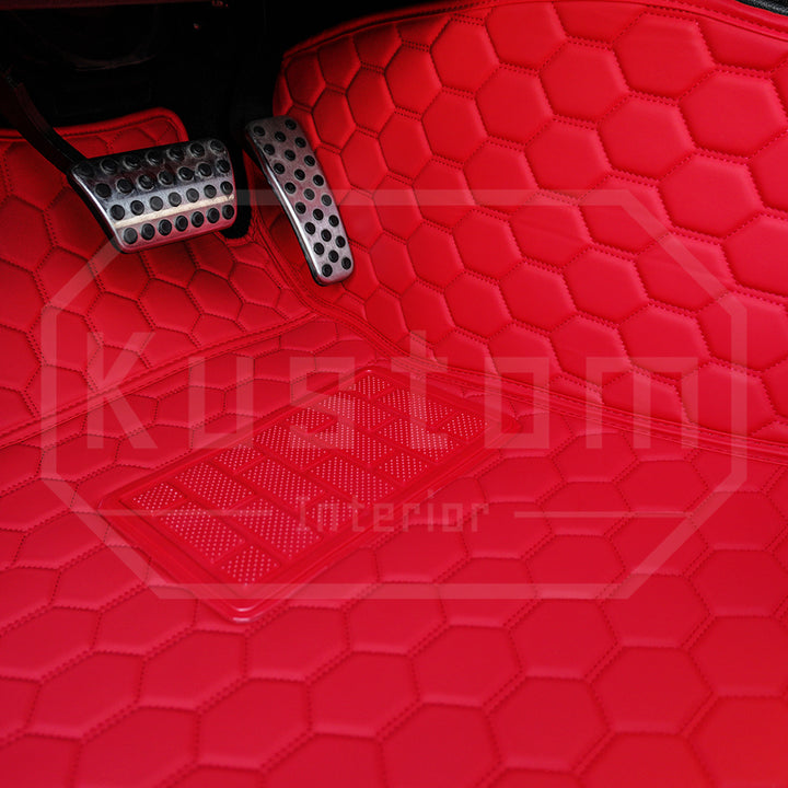 2015+ Dodge Challenger Honeycomb Leather Floor Mat