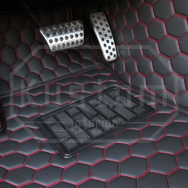 2015+ Dodge Challenger Honeycomb Leather Floor Mat