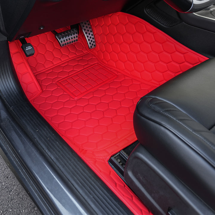 2015+ Dodge Challenger Honeycomb Leather Floor Mat