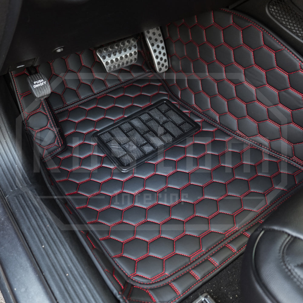 2015+ Dodge Challenger Honeycomb Leather Floor Mat