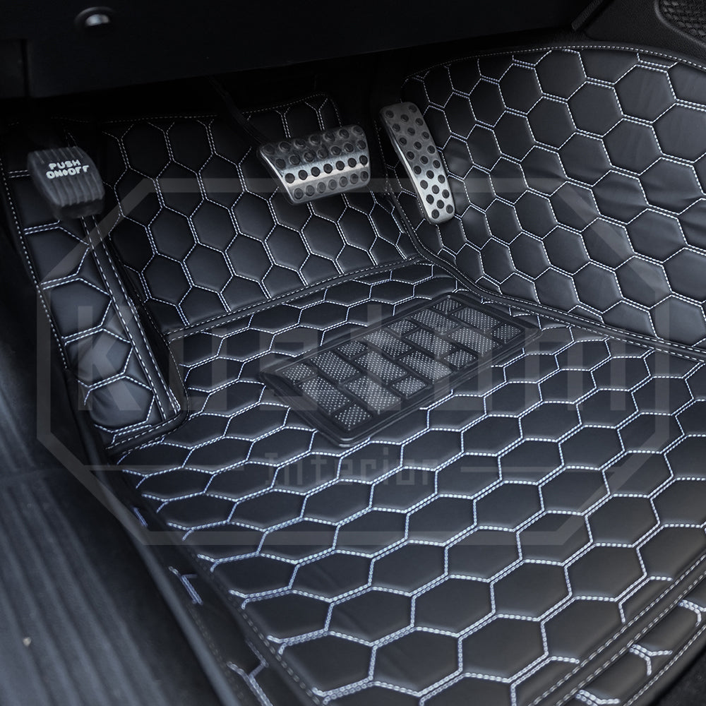 2015+ Dodge Challenger Honeycomb Leather Floor Mat