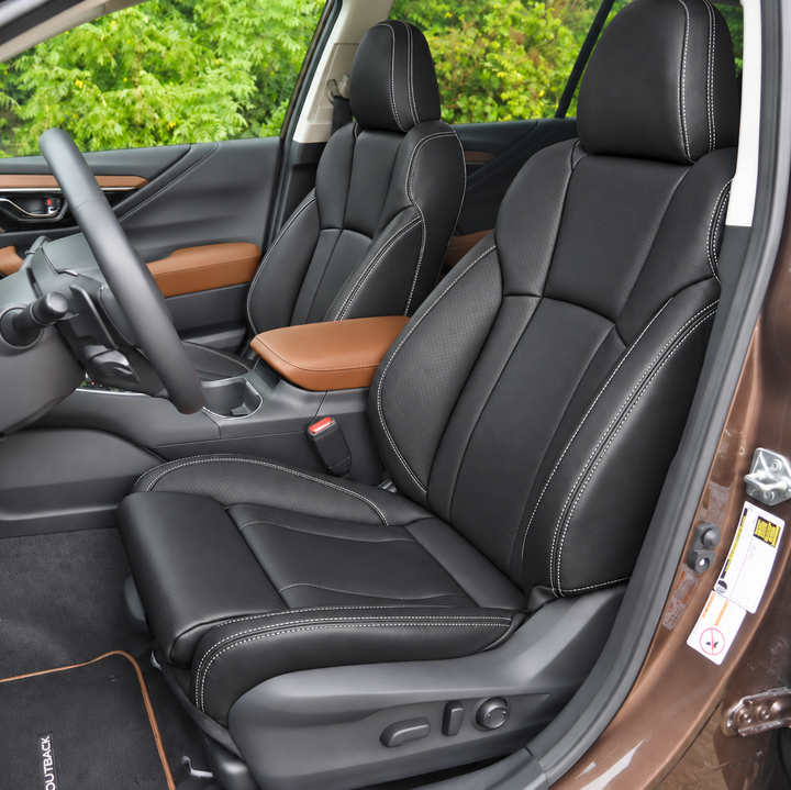 2020-2025 Subaru Outback seat covers - All Black with white stitching