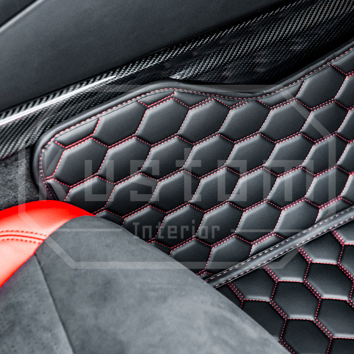 Corvette C8 Honeycomb Leather Floor Mat