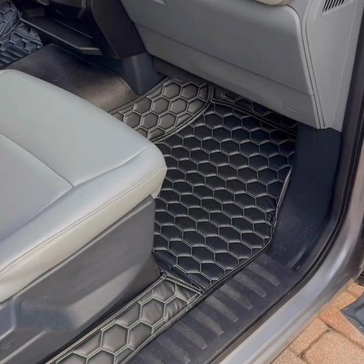 2015+ Ford F-150 Premium Honeycomb Leather Floor Mat Liners