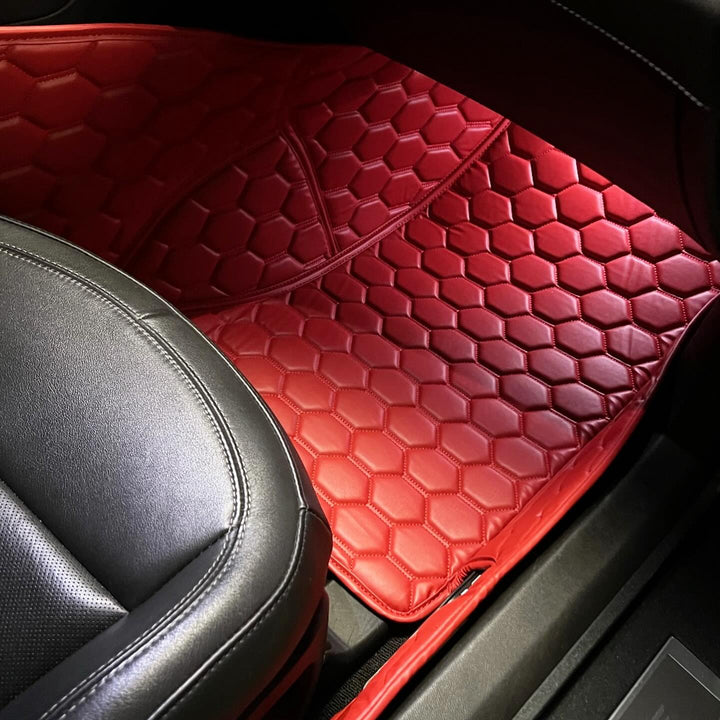 Corvette C7 Custom Honeycomb Leather Floor Mat