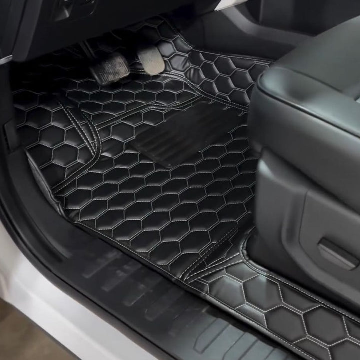 2015+ Ford F-150 Premium Honeycomb Leather Floor Mat Liners