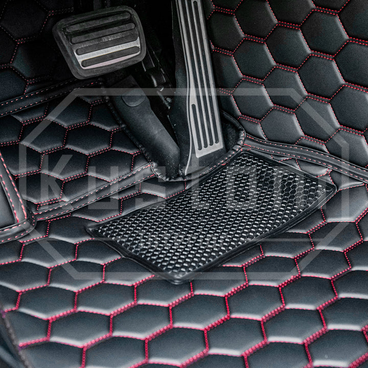 Corvette C8 Honeycomb Leather Floor Mat