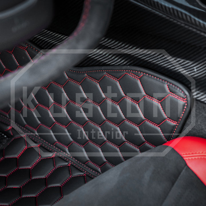 Corvette C8 Honeycomb Leather Floor Mat