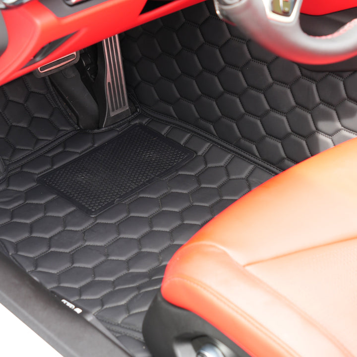 Corvette C8 Honeycomb Leather Floor Mat