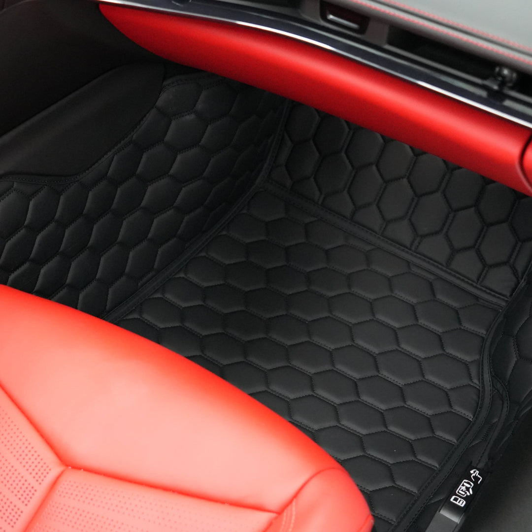 Corvette C8 Honeycomb Leather Floor Mat