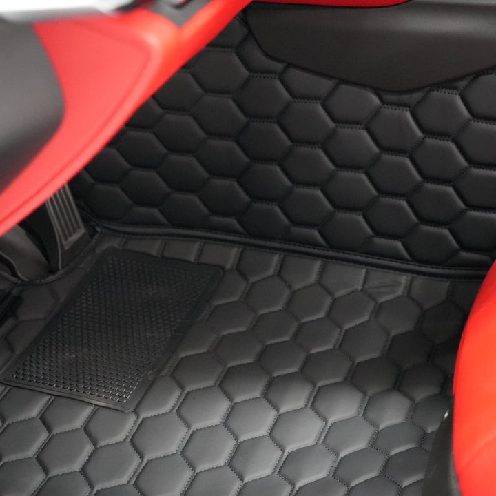 Corvette C8 Honeycomb Leather Floor Mat