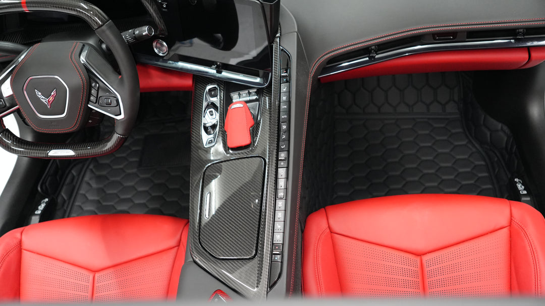 Corvette C8 Honeycomb Leather Floor Mat