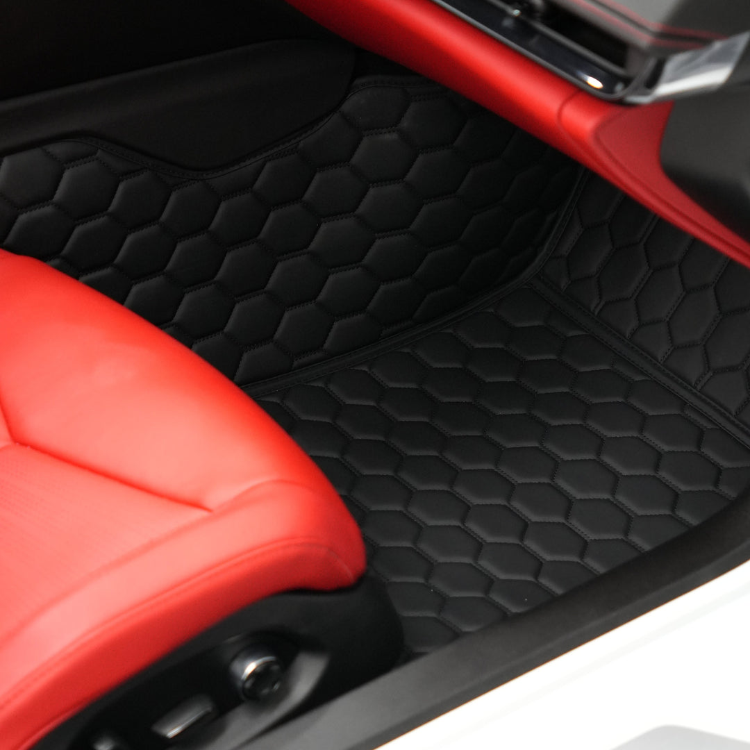 Corvette C8 Honeycomb Leather Floor Mat
