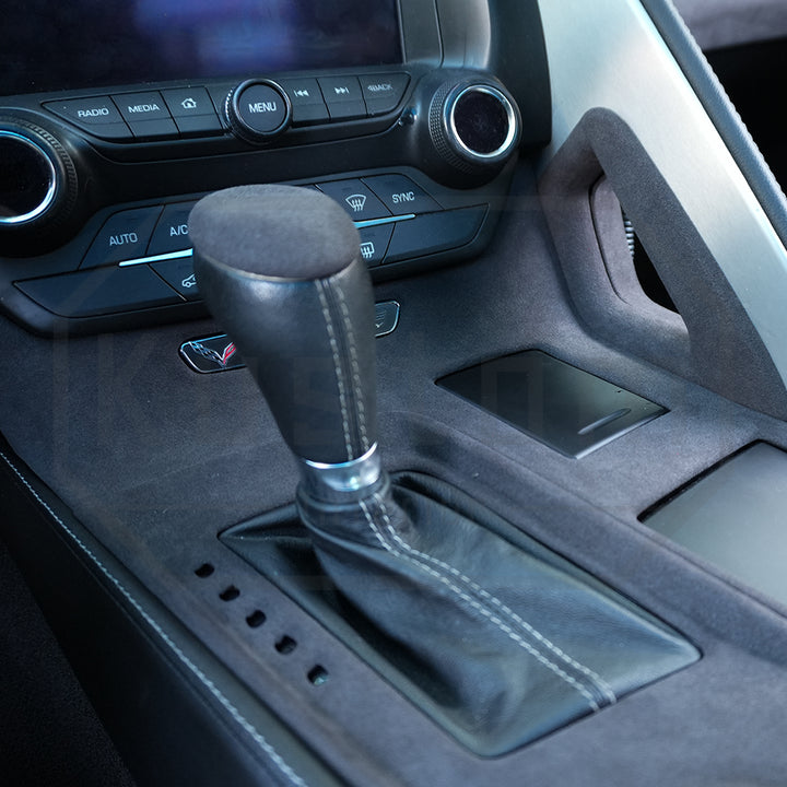 Corvette C7 Suede Leather Center Console Shifter Trim & Shift Knob Head Cover