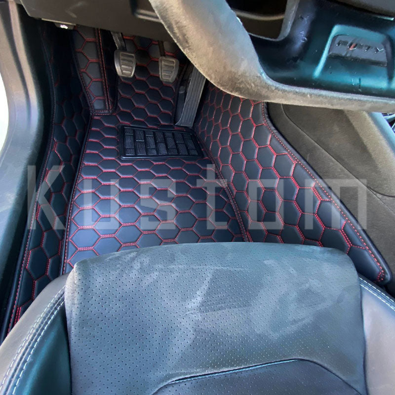 6th Gen Camaro Honeycomb Leather Floor Mat Liners