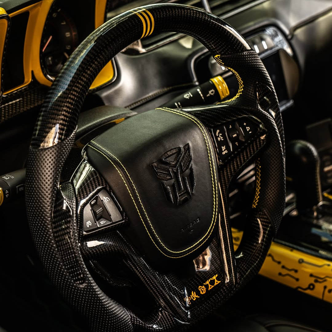 JIANGGAI Perforated Leather Grip Steering Wheel, D-Shaped