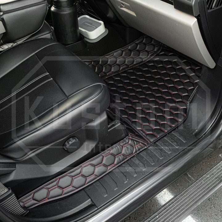 2015+ Ford F-150 Premium Honeycomb Leather Floor Mat Liners