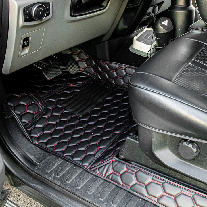 2015+ Ford F-150 Premium Honeycomb Leather Floor Mat Liners