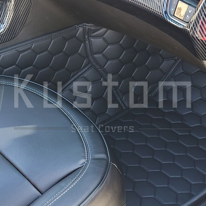 Corvette C7 Custom Honeycomb Leather Floor Mat