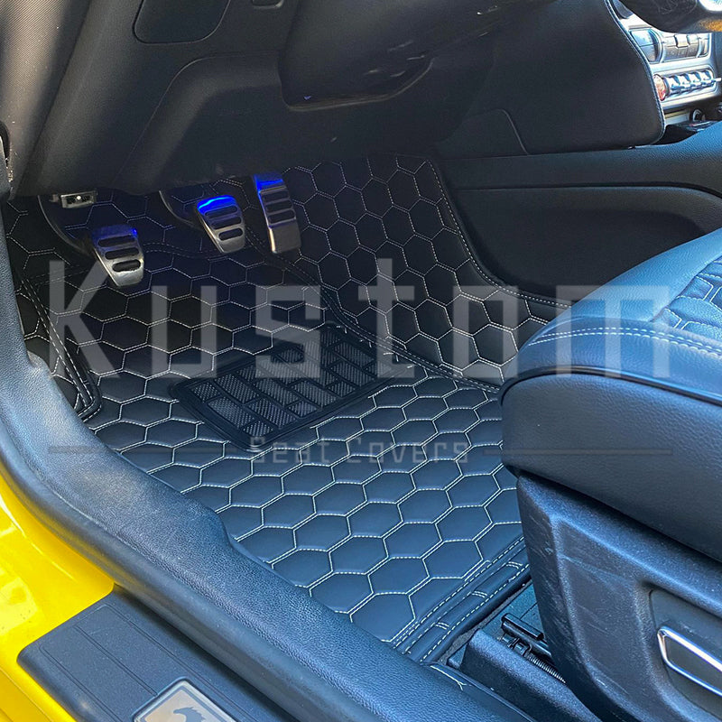 2015+ Ford Mustang Honeycomb Leather Floor Mat