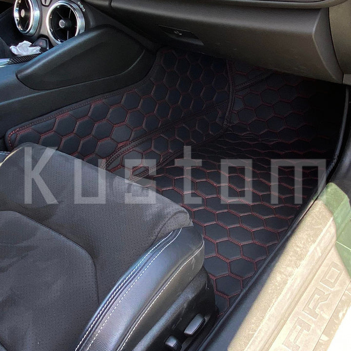 6th Gen Camaro Honeycomb Leather Floor Mat Liners