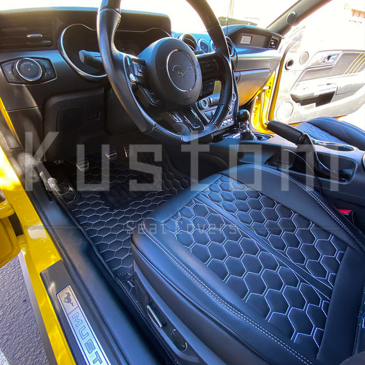 2015+ Ford Mustang Honeycomb Leather Floor Mat