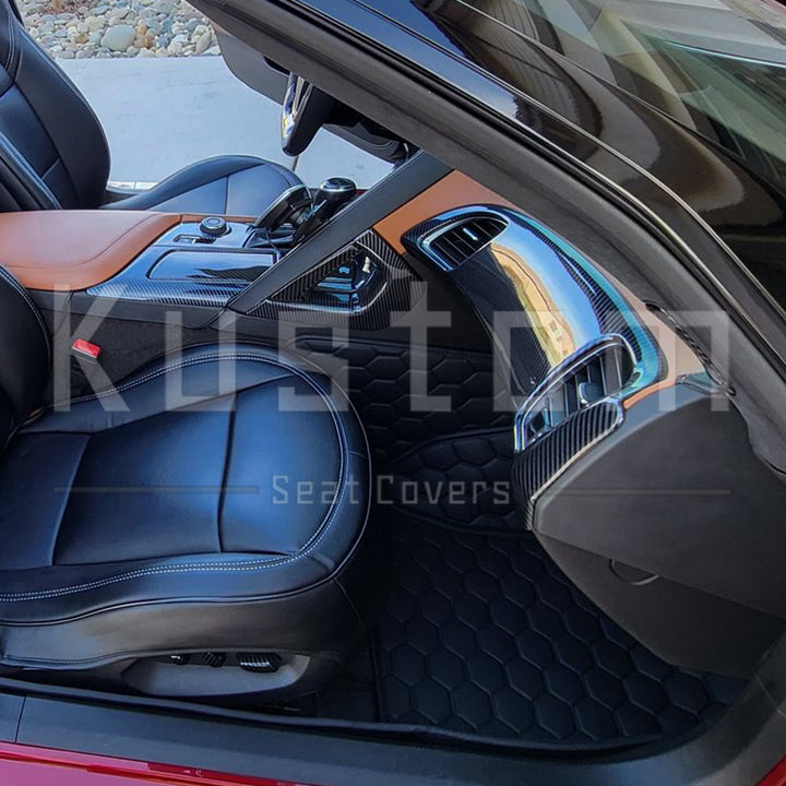 Corvette C7 Custom Honeycomb Leather Floor Mat