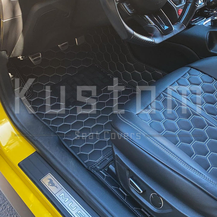 2015+ Ford Mustang Honeycomb Leather Floor Mat