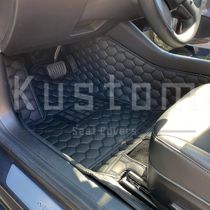 2019-Up Tesla Model Y Custom Honeycomb Leather Floor Mat