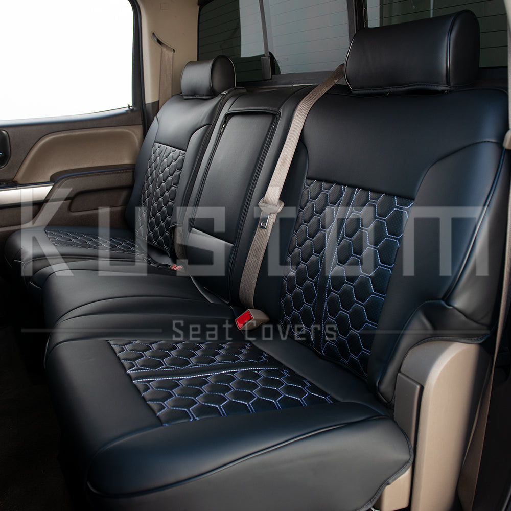 Soillar Front Leather Seat Cover & Foam Cushion For GMC Sierra 1500 2014-2019 - Black, Heated Seat Compatible