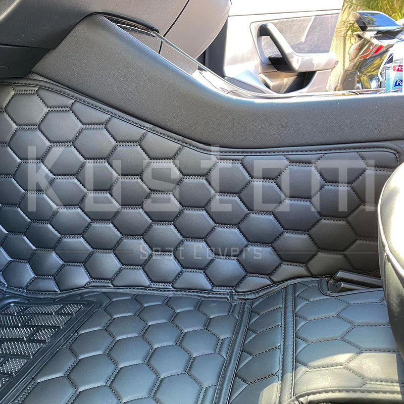 2019-Up Tesla Model Y Custom Honeycomb Leather Floor Mat